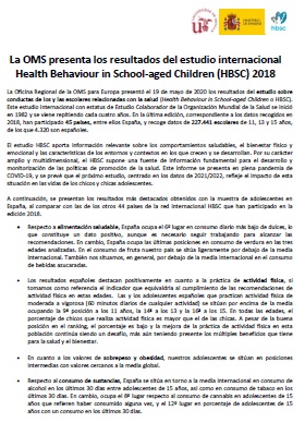 Nota informativa resumen del Estudio Internacional HBSC 2018